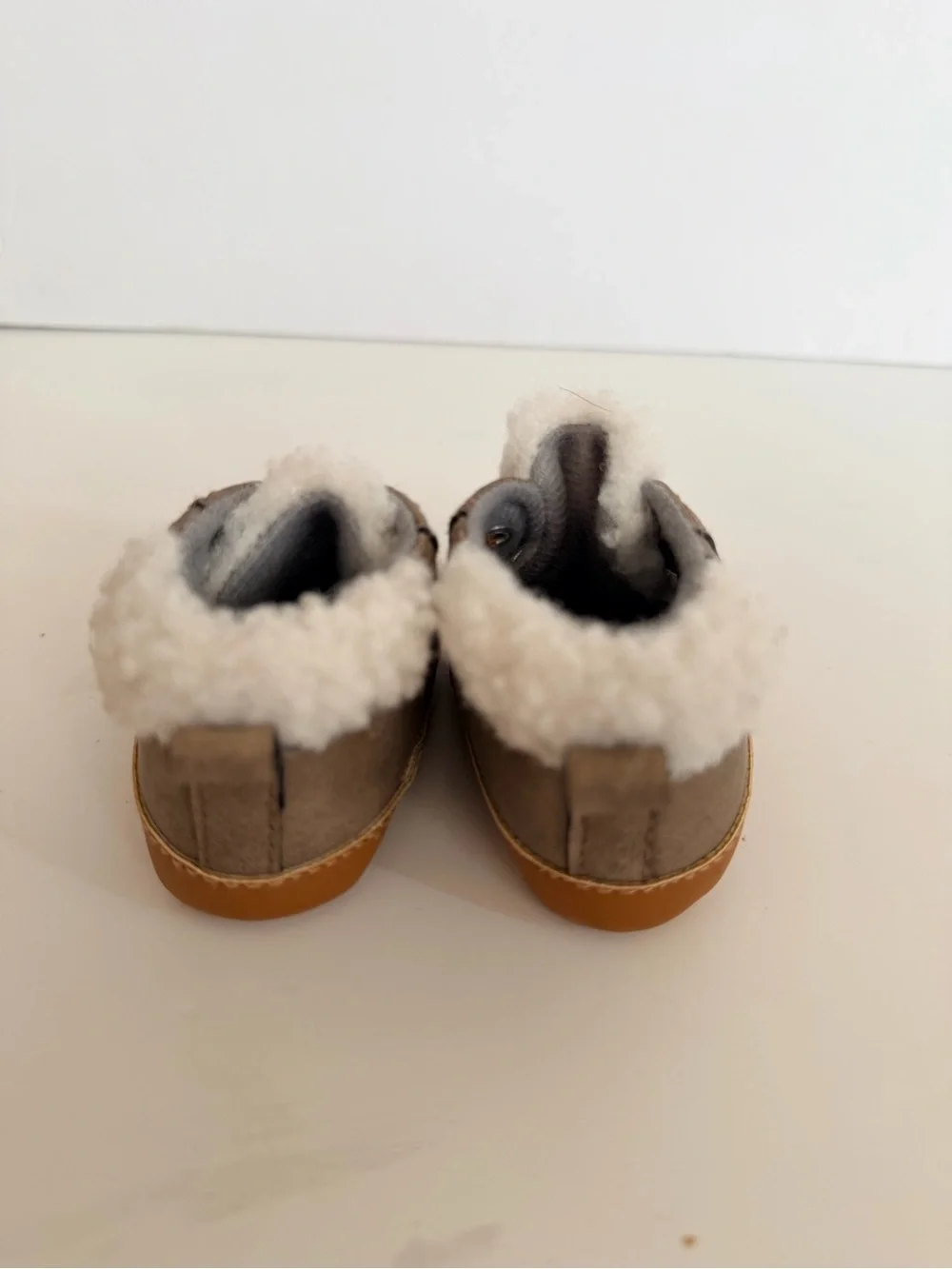 Baby Brown and Cream Sherpa-Lined Booties